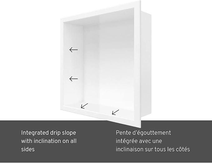 APPASO Shower Niche – NO Tile Needed 12" x 12" Single Shelf Organizer, Square – Best Modern in Wall Bathroom White for Shower or Tub Storage Nook Insert Toiletries