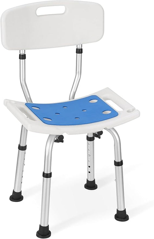 Careboda 6 Adjustable Height Shower Chair with Tool-Free Assembly, Aluminum Bathtub Chair with seat Cushion for Inside Shower, Anti Slip for Safety for Elderly, Disabled, Pregnant