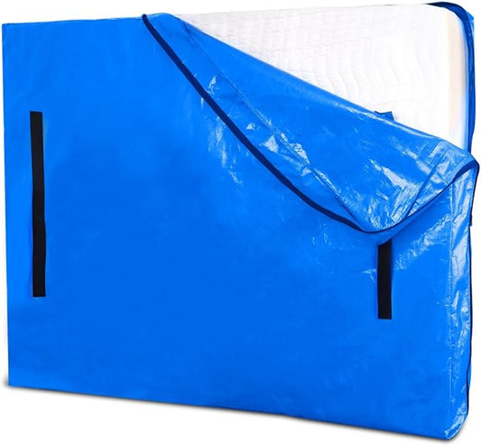 Mattress Bag for Moving, Extra Thick King Mattress Bags for Storage with 8 Strong Carrying Handles,Heavy Duty Mattress Moving Bag with Zipper Reusable Mattress Bag Protector - King Size