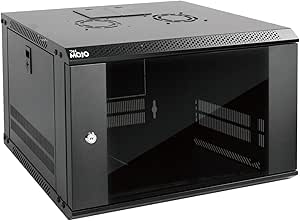 Tecmojo 6U Wall Mount Server Cabinet IT Network Rack Enclosure Lockable Door and Side Panels Black, Cooling Fan, Standard Glass Door, 450mm Depth, for 19” IT Equipment, A/V Devices