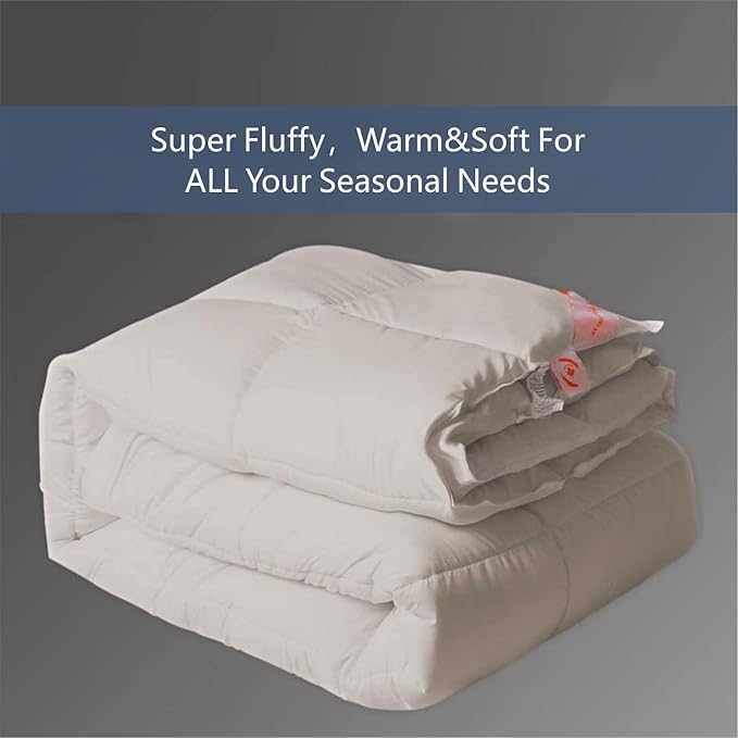 Oversize King Size Comforter Duvet Insert-Down Alternative Comforter-Lightweight Fluffy Breathable Machine Washable (Light Brown, Oversize King)
