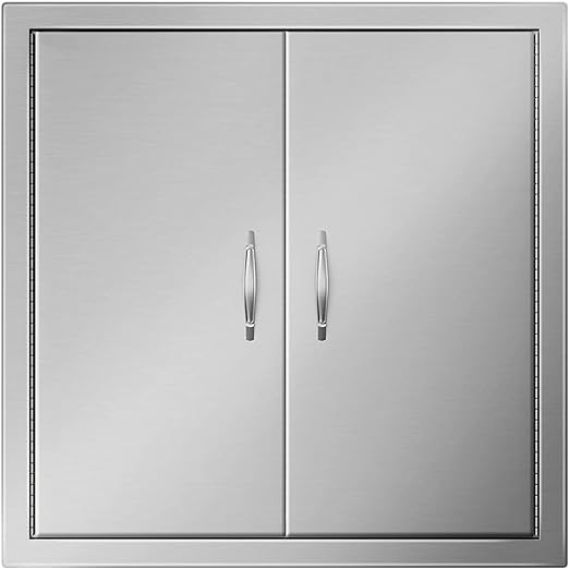 VEVOR 24W x 24H BBQ Access Door ,Grill Door Double Door Brushed Stainless Steel, Outdoor Kitchen Doors for BBQ Island Grilling Station