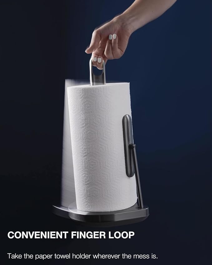simplehuman Paper Towel Pump, Standing Paper Towel Holder with Spray Bottle, Brushed Stainless Steel