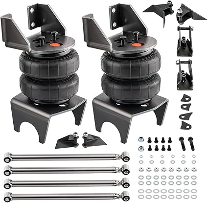 maXpeedingrods Universal Weld-On Triangulated 4 Link Suspension Kit with 5000 lbs Air Suspension Bags Kit for Pickup Trucks Hotrod Ratrod Classic Car with 2.75" Axle Tube