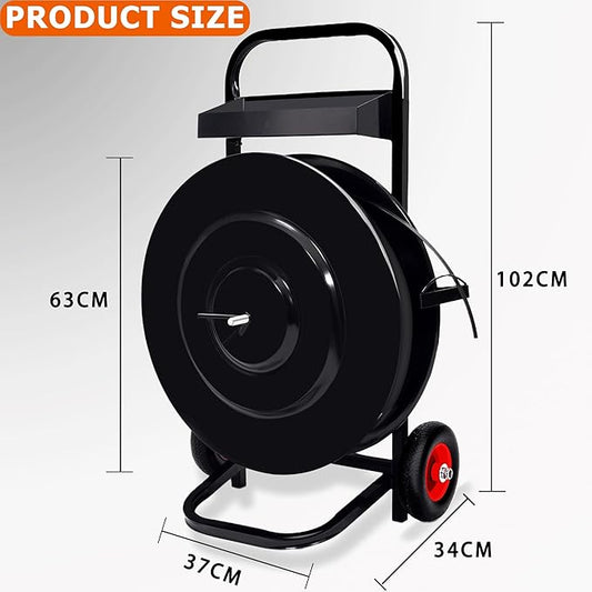 Nroboo Banding Cart Strapping Dispenser for Poly/Plastic Steel/Fibre Strapping with 8" or 16" Core Size, Moveable Heavy Duty Banding Strapping Cart Deluxe Strapping Dispenser with Built-in Tray