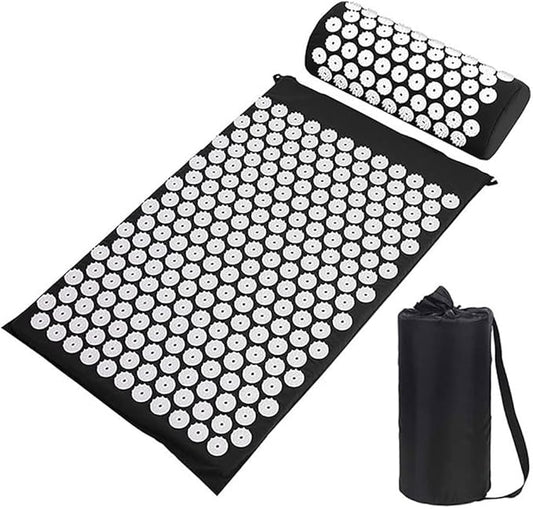Acupressure Mat and Pillow Set with Carry Bag Massage Acupuncture Mat with Spike Points Neck Back and Shoulder Pain Remedy and Stress Relief 67x42x2cm (Green)