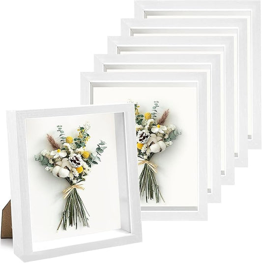 6 Pack Shadow Box Picture Frame, 8x10 Shadow Boxes Display Cases Wood Shadow Box Set for Dried Flowers, DIY Craft, Memorabilia, Medals, Photos, Wall Tabletop Display (8 x 10 Inch, White)