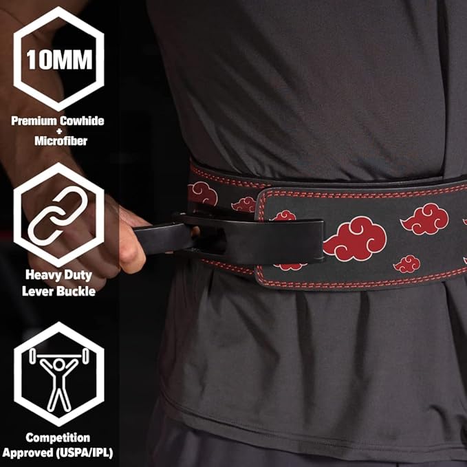 Akatsuki Weight Lifting Lever Belt | 10mm Premium Leather Weightlifting Belt for Powerlifting, Bodybuilding, Deadlift, Squats, Exercise Workout | Heavy Duty Best for Men & Women