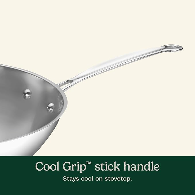 CUISINART 726-38H Chef's Classic Stainless 14-Inch Stir-Fry Pan with Helper Handle and Glass Cover, Silver 63092