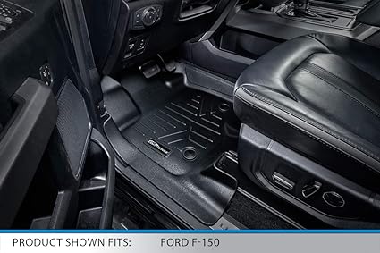 SMARTLINER First Row Floor Mat Liner Set for 2015-2021 Ford F-150 SuperCrew Cab with 1st Row Bench Seat