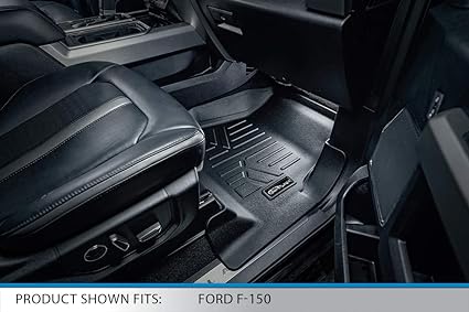 SMARTLINER First Row Floor Mat Liner Set for 2015-2021 Ford F-150 SuperCrew Cab with 1st Row Bench Seat