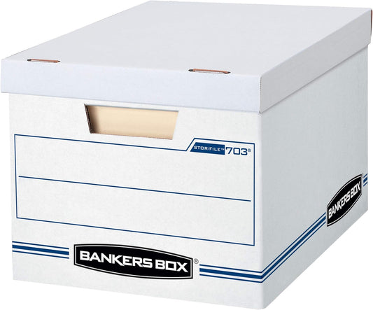 Bankers Box Stor/File Basic-Duty Storage Boxes, 6 Pack (70325),White/Blue 63167
