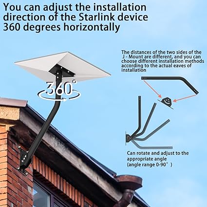 25inch Starlink GEN-3 Mounting Kit, Starlink Long Wall Mount, Starlink Roof Mount, Starlink Pole Mount, for Starlink Internet Kit Satellite (Include Screws&Drill bit) (gen 3 Long J Mount)