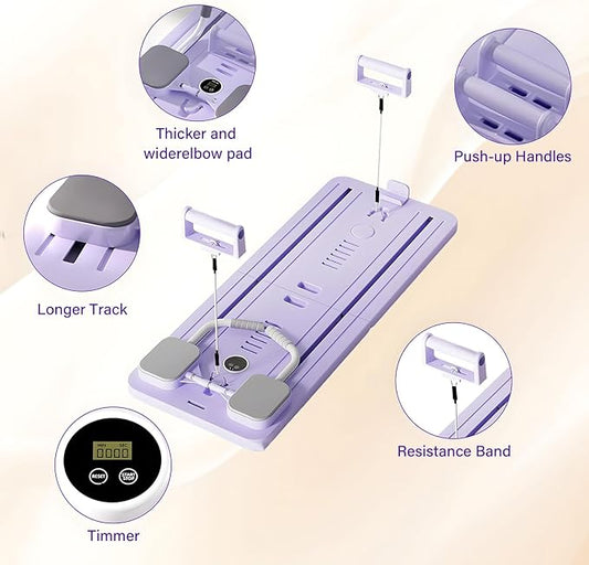 ASDJAKZP Upgraded Pilates Reformer Machine, Pilates Board with Automatic Rebound Function, Multifunctional Abdominal Board Automatic Rebound Ab Roller Wheel, Pilates Equipment with Knee Pad