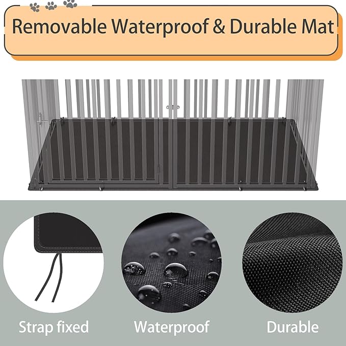 LURIVA Steel Tube Heavy Large Dog Crate with Mat Base, 48"x27" H Dog Crates for Medium Large Dogs, Big Dog Cage, Dog Kennel, Puppy Dog Playpen with Top, Pet Cage, Indoor, Black2
