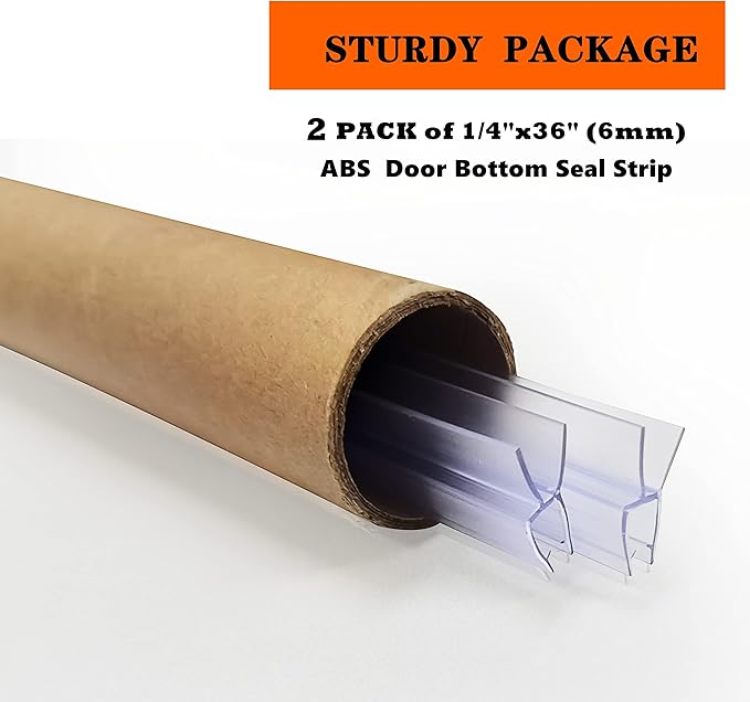 2-Pack Shower Door Bottom Seal, (1/4" x 36") Ultra Clear Shower Door Seal Strip, Stop Shower Leaks and Create A Water Barrier
