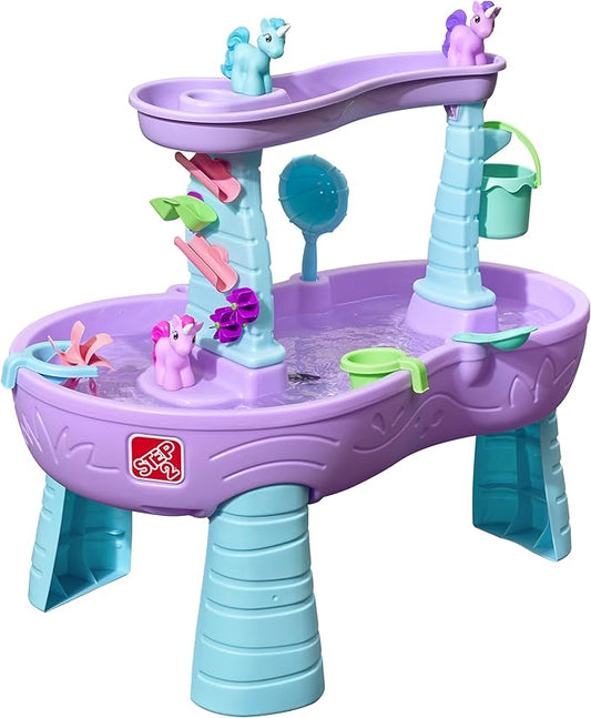 Step2 Rain Showers & Unicorns Water Table | Purple Kids Water Play Table with 13-Pc Unicorn Toy Accessory Set