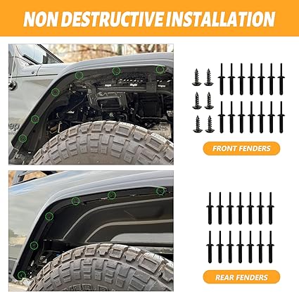 Front & Rear Fender Flares Compatible with 2020-2023 Jeep Wrangler Gladiator JT Mojave & Rubicon, Off-Road Wheel Flares Liner 4 PCS