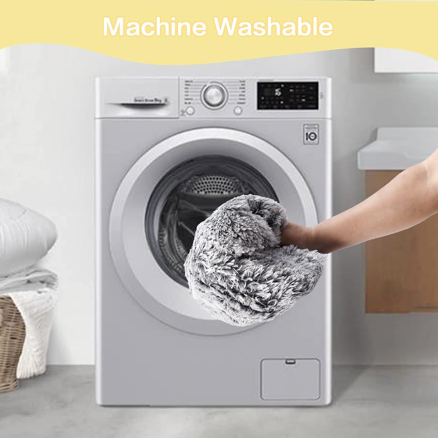 Bedfolks Calming Donut Dog Bed for Extra Large Dogs, 45 Inch Round Plush Bed with Non-Slip Bottom (Dark Grey, Extra Large)