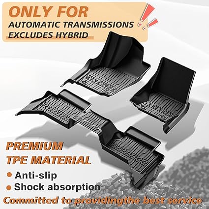 TripleAliners Floor Mats All Weather Liners Compatible with 2024 Toyota Tacoma Accessories Double Cab Front & Rear 2-Row Custom Fit TPE, Automatic Transmission, Excludes Hybrid (Floor Mats)