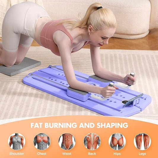 Portable Pilates Reformer Machine for Home Gym - Auto-Rebound Pilates Board with Abdominal Core Trainer & Full Body Workout | Professional Pilates Equipment for Men/Women