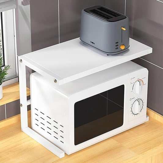 Microwave Oven Rack 2-Tier Kitchen Counter Shelf Metal Storage Organizer Stand for Space Saving Tableware, Kitchen Organizer