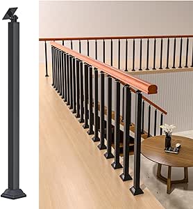 MM MELISEN Indoor Stair Railing Kits, Black Metal Baluster Posts, with 270° Adjustable Railing Spindles, for Steps, Balconies, Staircases, Decks, Patio Stairs and Outdoor Decor. (Height: 35.43 in)