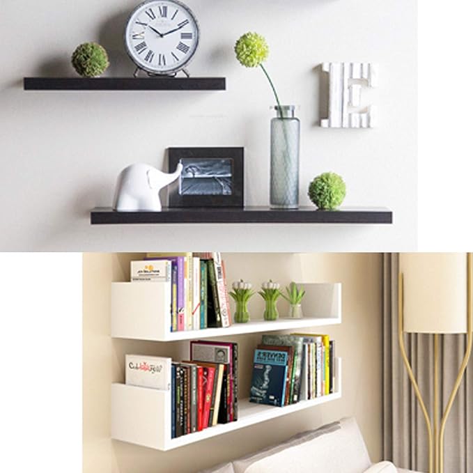 M MIMHOOY Floating Shelf Bracket 4" Deep Solid Steel Heavy Duty Blind Shelf Supports Hidden Brackets for Floating Wood Shelves 4 pcs