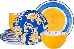 Wisenvoy Plates and Bowls Sets Dish Set Ceramic Dinnerware Sets Plate Set Porcelain Dishes Set for 4 Dinner Plates