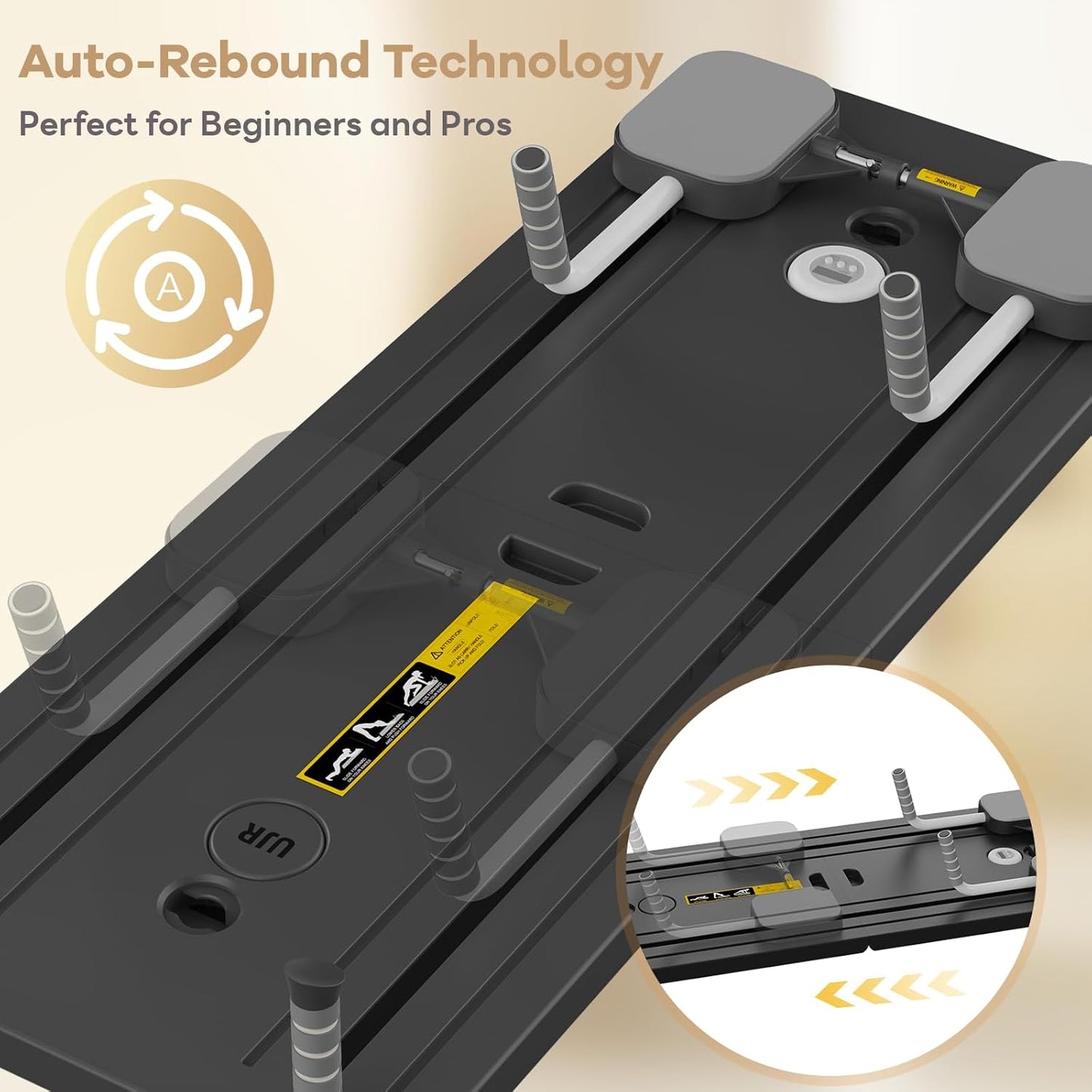 Foldable Pilates Reformer Ab Machine with Automatic Rebound Function for Home Gym - Core & Abdominal Strength Training Equipment with Knee Pad - Ab Core Trainer, Push-Up Board