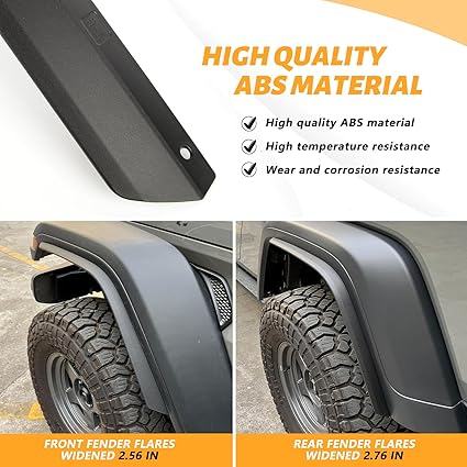 Front & Rear Fender Flares Compatible with 2020-2023 Jeep Wrangler Gladiator JT Mojave & Rubicon, Off-Road Wheel Flares Liner 4 PCS