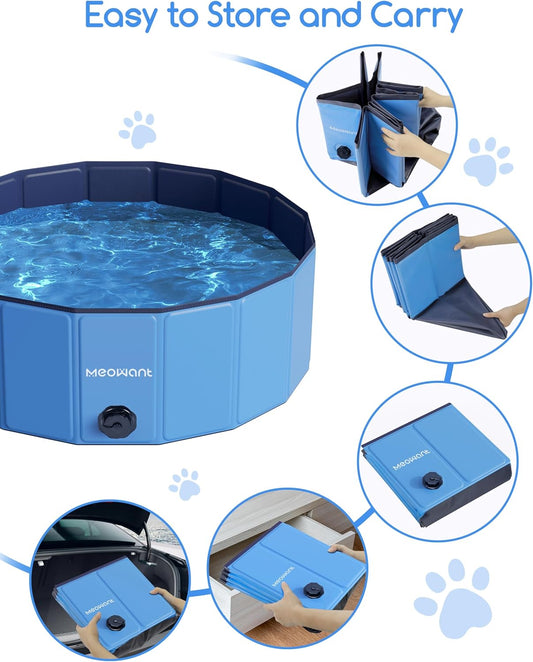 Meowant Foldable Dog Pools for Large Dogs, Hard Plastic Kiddie Pool Dog Swimming Pool, Collapsible Dog Pet Bath Pool, Portable Kids Pool for Extra Large Dogs (XXXL-79'' × 12'')