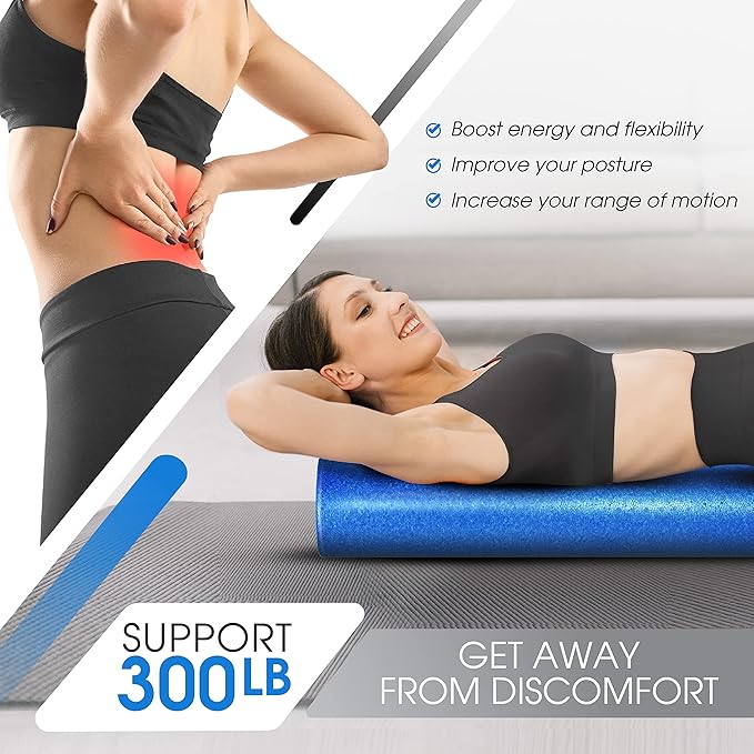 Yes4All High-Density EPP Round Back Roller Foam, Foam Roller for Yoga, Pilates & Stretching - 35 inch 63268