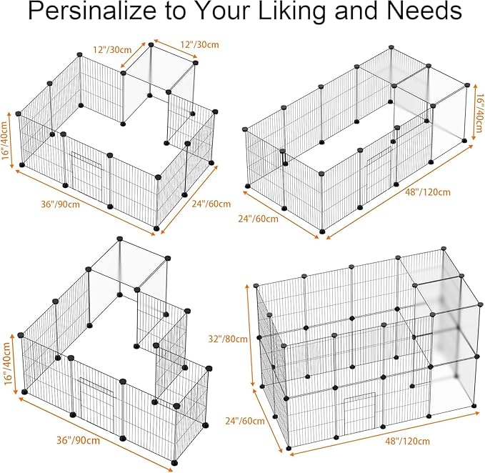 HOMIDEC Pet Playpen,Small Animal Cage DIY Wire Fence with Door for Indoor or Outdoor Use,Portable Yard Fence for Small Animal,Puppies,Kitties,Bunny,Guinea Pigs,Turtle,15 Panels, 48" x 24" x 16"