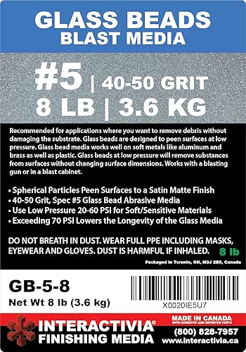 #5 Glass Beads - 8 lb or 3.6 kg - Blasting Abrasive Media (Coarse to Medium) 40-50 Mesh or Grit - Spec No 5 for Blast Cabinets Or Sand Blasting Guns - Large Beads for Peening and Finishing