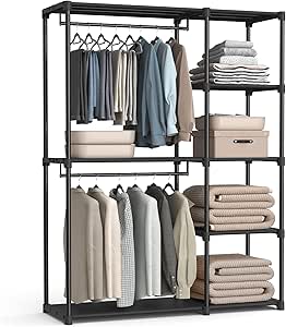 SONGMICS Portable Closet, Freestanding Closet Organizer, Clothes Rack, 16.9 x 48.8 x 71.7 Inches, Black URYG026B02 63561