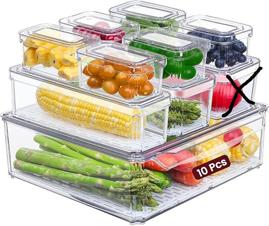 Clear Plastic Pantry Organizer Bins, Freezer Organizers Kitchen Storage and Organization for Fruits, Vegetable (9pack)