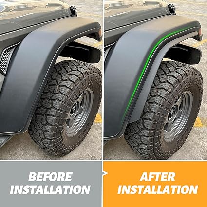 Front & Rear Fender Flares Compatible with 2020-2023 Jeep Wrangler Gladiator JT Mojave & Rubicon, Off-Road Wheel Flares Liner 4 PCS