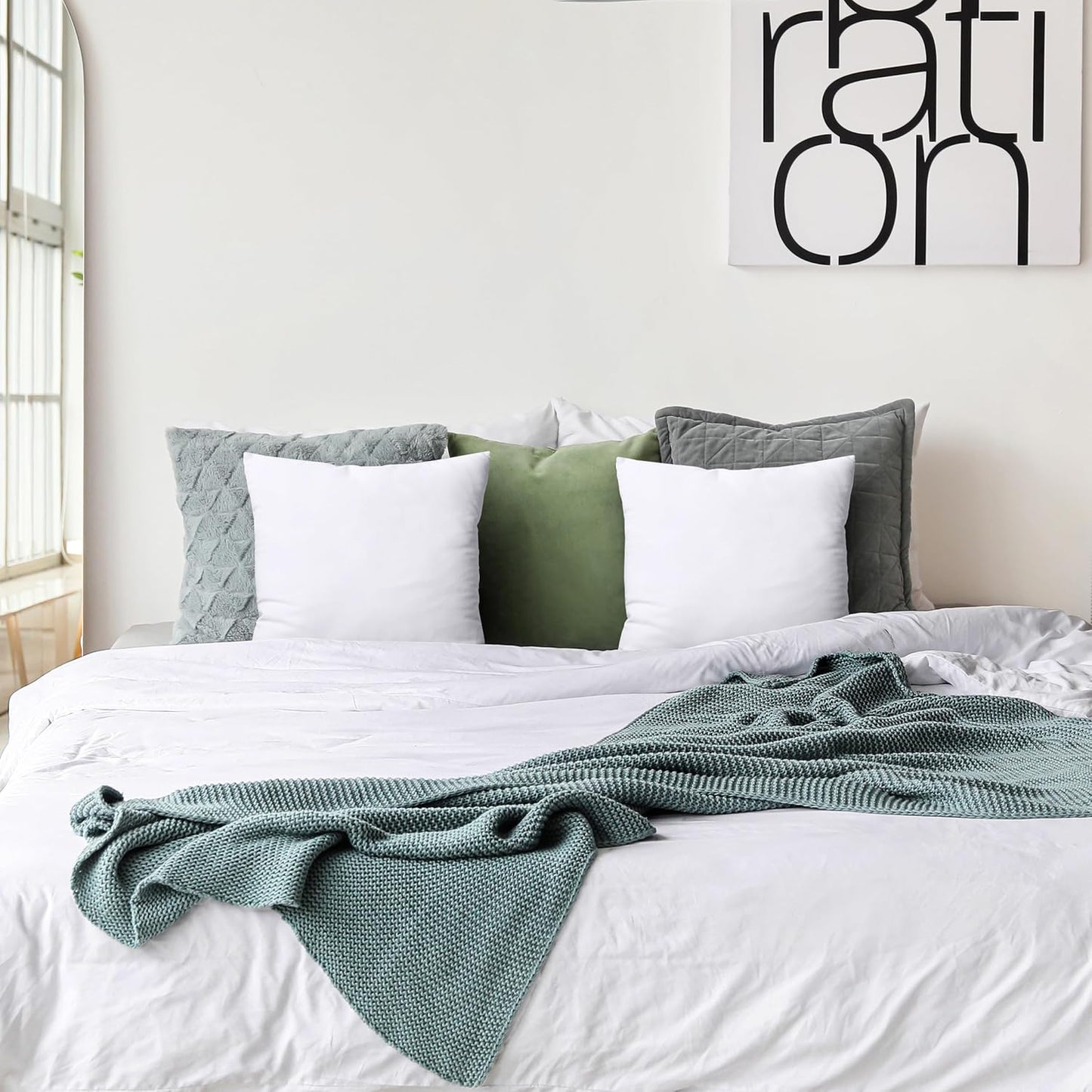 Bedding Throw Pillows Insert (Pack of 2, White) - 20 x 20 Inches