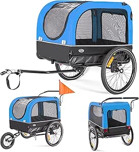 Bicycle Trailer for Dogs 2 in 1 Bicycle Trailer & Jogger Dog Stroller with Shock Absorber, Dog Trailer Maximum Load Capacity 40Kg/88Lbs