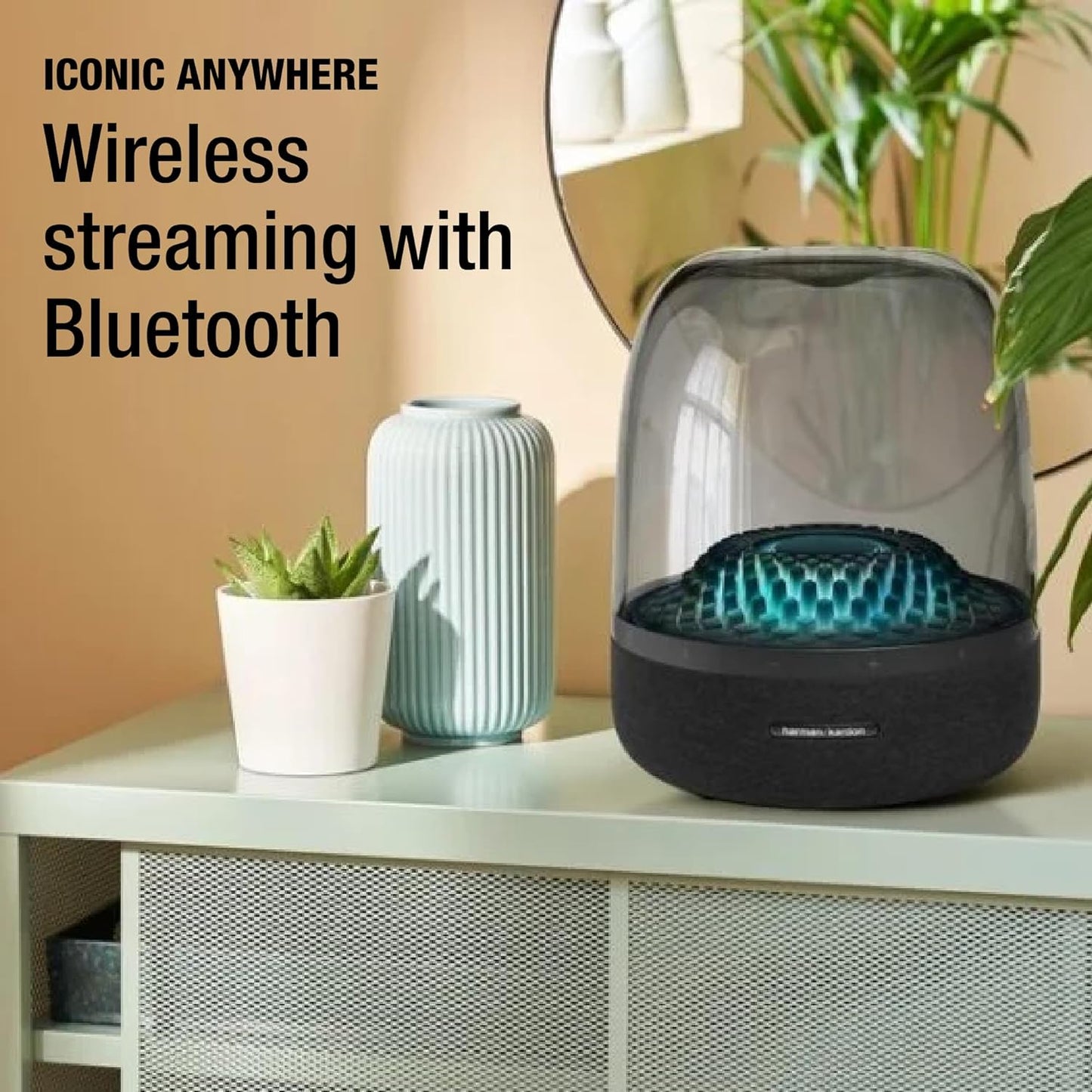 Harman Kardon Aura Studio 4 - Bluetooth Home Speaker with Transparent Dome Design and Diamond-Effect Lighting - Black