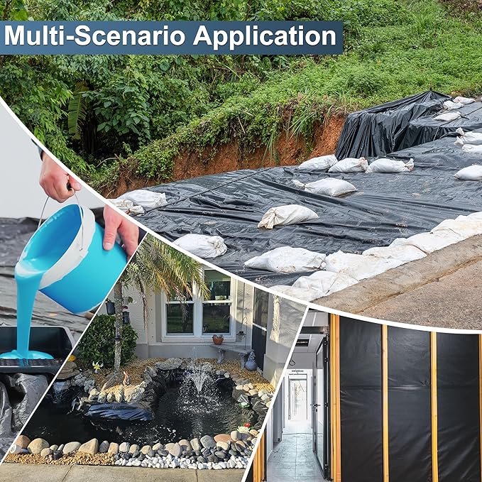 Heavy Duty Black Plastic Sheeting 13.5x20ft-4MIL,for Construction Waterproof Painters Tarp Landscape Ground Cover, Plant Farm Garden Greenhouse Agriculture