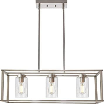 3 Light Linear Chandeliers, Silver, 29 inches long