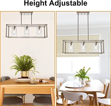 3 Light Linear Chandeliers, Silver, 29 inches long