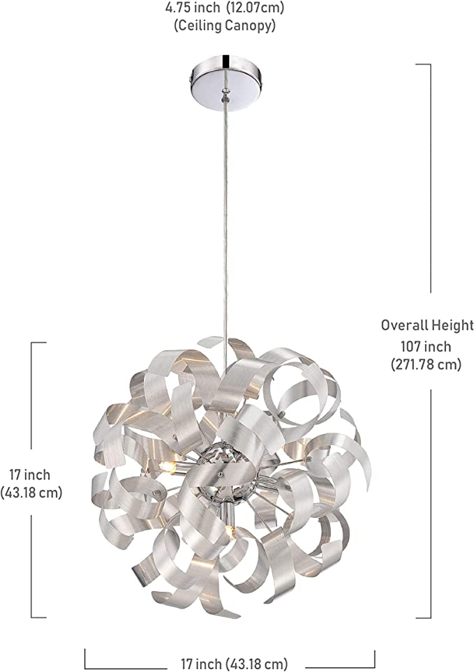 QUOIZEL(R) RIBBONS 5-LIGHT 17-INCH CEILING-MOUNT PENDANT LIGHT IN MILLENIA