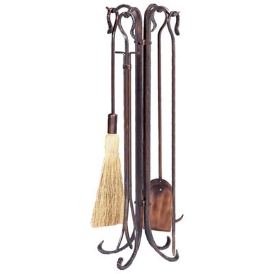 UNIFLAME(R) F-1266 5-PIECE ANTIQUE COPPER HAMMERED CROOK FIRE SET