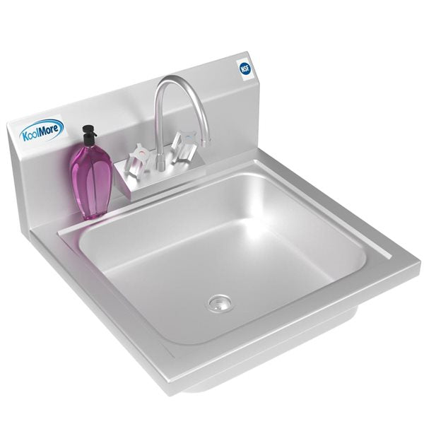 KoolMore NSF Stainless Steel Commercial Hand Sink with Goosneck Faucet 17" x 15" - Wall Mount Hand Wash Sink 63480