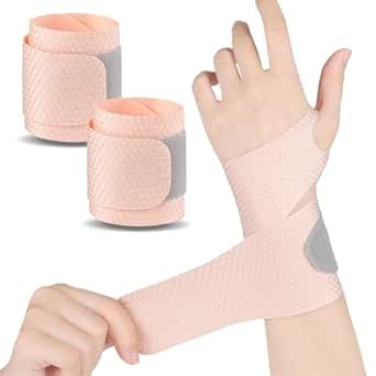 2 Pcs Ultra-Thin Wrist Brace Support for Carpal Tunnel, Pain Relief, Arthritis, Tendonitis, Elastic Wrist Wraps Right and Left Hands - Compression and Support for Fitness (Skin Tone)