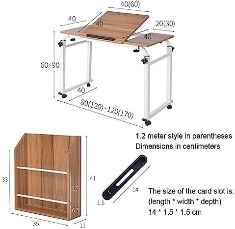 Overbed Table with Wheels, Mobility Table Over Bed, Over Bed Desk Rolling Laptop Desk, Adjustable Desktop Angle and Height, Overbed Trolley Storage Desk