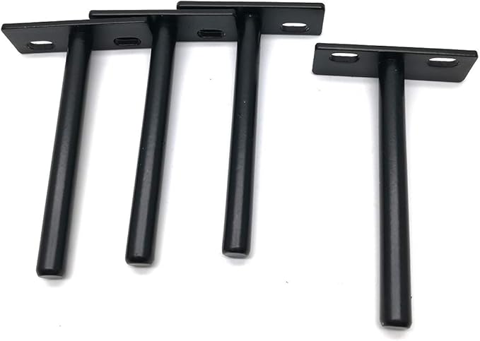 M MIMHOOY Floating Shelf Bracket 4" Deep Solid Steel Heavy Duty Blind Shelf Supports Hidden Brackets for Floating Wood Shelves 4 pcs
